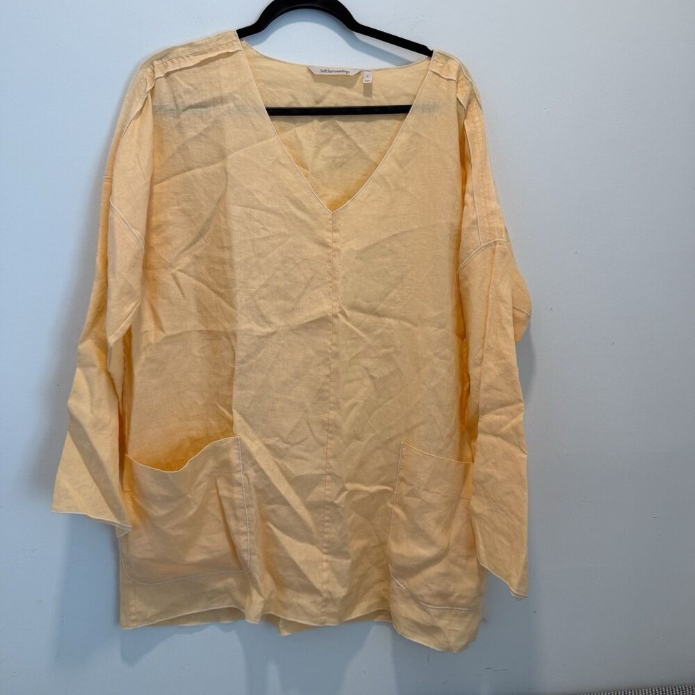 soft surroundings oversized 100% linen tunic shirt Size S